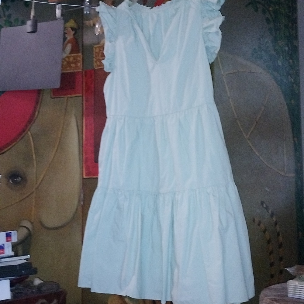 Fun Light Green Ruffle BOHO Dress - Picture 3 of 4